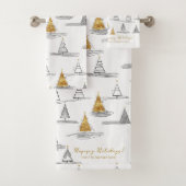 Gold Weihnachtsmuster#5 ID1009 Badhandtuch Set (Insitu)