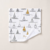 Gold Weihnachtsmuster#5 ID1009 Badhandtuch Set (Waschlappen)