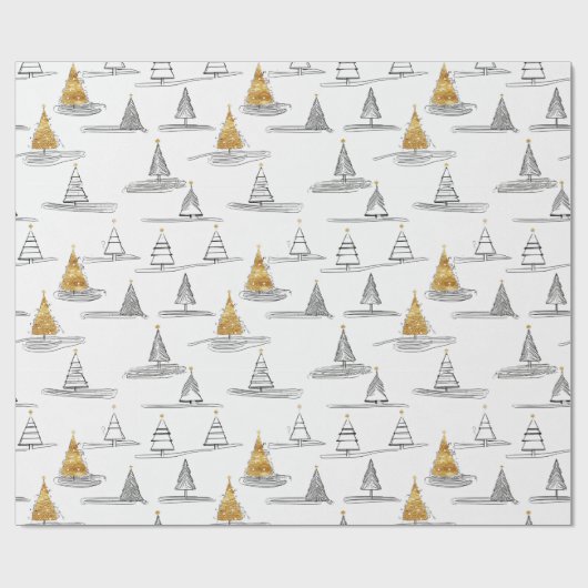 Gold Weihnachtsmuster#5 ID1009 Geschenkpapier (Flach)