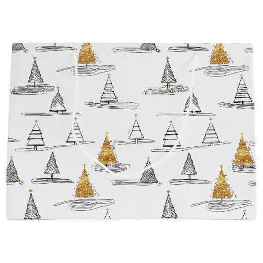 Gold Weihnachtsmuster#5 ID1009 Große Geschenktüte (Vorderseite)