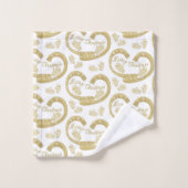 Gold Weihnachtsmuster Badhandtuch Set (Waschlappen)