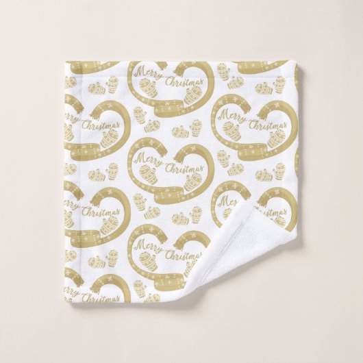 Gold Weihnachtsmuster Badhandtuch Set (Waschlappen)