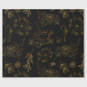 Gold Weihnachtsmuster Geschenkpapier (Flach)