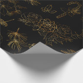 Gold Weihnachtsmuster Geschenkpapier (Ecke)