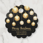 Gold Weihnachtsschmuck auf schwarz Geschenkanhänger (Vorderseite)