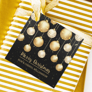 Gold Weihnachtsschmuck auf schwarz Geschenkanhänger