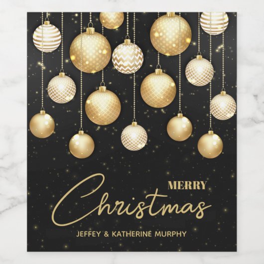 Gold Weihnachtsschmuck Black Weinetikett (Einzelnes Label)