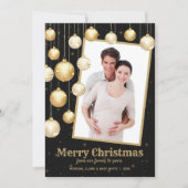 Gold Weihnachtsschmuck Foto Feiertagskarte (Vorderseite)