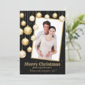 Gold Weihnachtsschmuck Foto Feiertagskarte (Stehend Vorderseite)