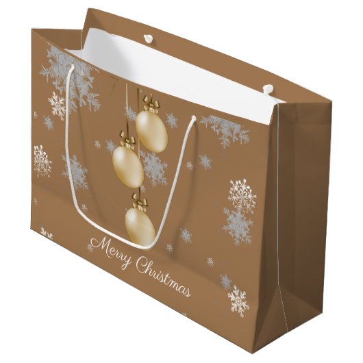 Gold Weihnachtsschmuck Geschenktasche Große Geschenktüte (Vorderseite Schrägansicht)