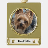 Gold Weihnachtsschmuck mit Haustiernamensbanner Banner-Ornament Gold (Vorderseite)