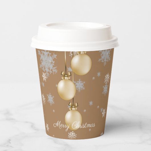 Gold Weihnachtsschmuck Papier Cup Pappbecher (Vorderseite)