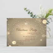 Gold Weihnachtsschmuck Weihnachtsunternehmen Party Einladung (Stehend Vorderseite)