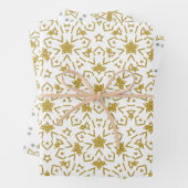 Gold Weihnachtsstars Luxus Muster Gelb Geschenkpapier Set (Beispiel)