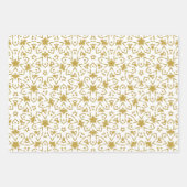 Gold Weihnachtsstars Luxus Muster Gelb Geschenkpapier Set (Vorderseite)