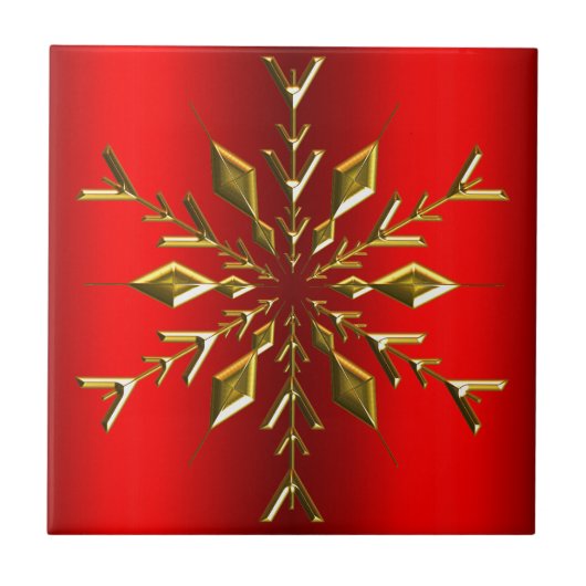 Gold Weihnachtsstern in Red Fliese (Vorderseite)