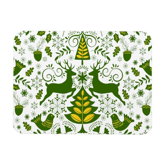 Gold Weihnachtswald Hirsche Vögel im Blut Magnet (Horizontal)