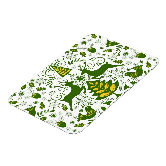 Gold Weihnachtswald Hirsche Vögel im Blut Magnet (Linke Seite)