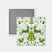 Gold Weihnachtswald Hirsche Vögel im Blut Magnet (Vorderseite/Rückseite)