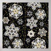 Gold Weihnachtswald Hirsche Vögel im Blut Poster (Vorne)