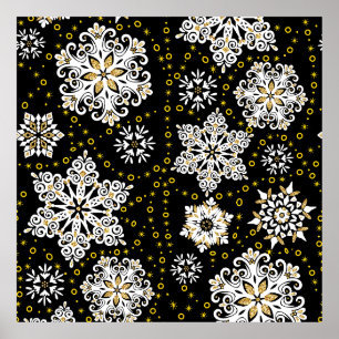 Gold Weihnachtswald Hirsche Vögel im Blut Poster