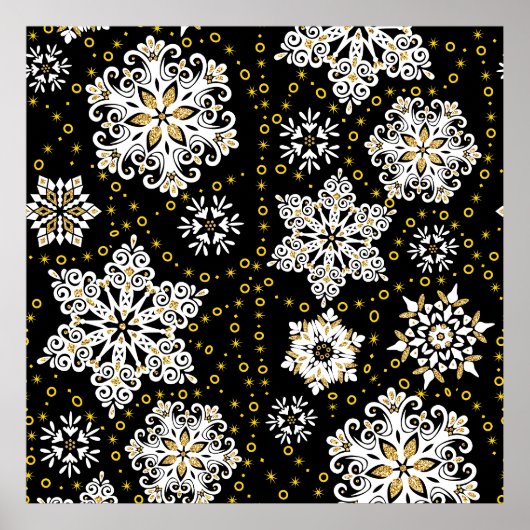 Gold Weihnachtswald Hirsche Vögel im Blut Poster (Vorne)