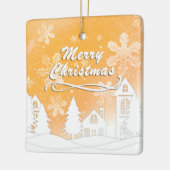 Gold Weihnachtsweiße Schneehaus Neujahr Keramikornament (Links)