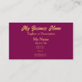 Gold Wein und schwarze Farbblöcke generisch Visitenkarte (Rückseite)