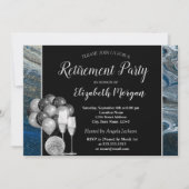 Gold-Weinglas, Ballons, Vorrat an Blaumarmor Einladung (Vorderseite)