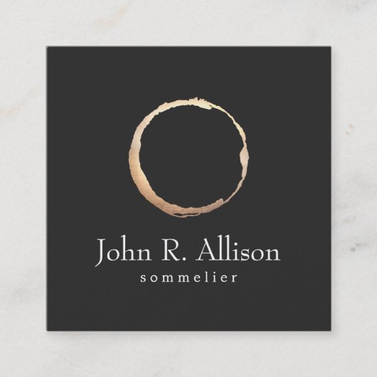 Gold Weinstock Sommelier Black Quadratische Visitenkarte (Vorderseite)