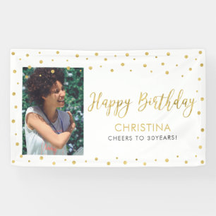Gold & Weiß   Alles Gute zum Geburtstag Foto Banne Banner