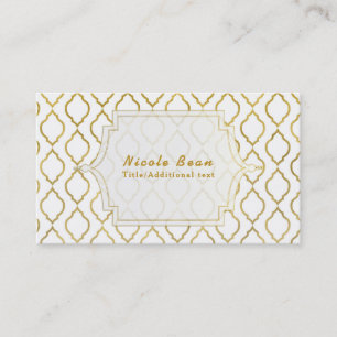 Gold & Weiß Arabisch Marokkanisch Modern Glamour Visitenkarte