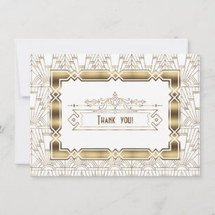 Gold Weiß Art Deco Great Gatsby 1920er Dankeschön Dankeskarte