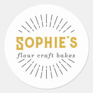 Gold Weiß Baker Bäckerei-Logo Produktetiketten Runder Aufkleber