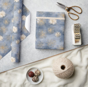 Gold Weiß Blau Glitter Feuerwerk Geschenkpapier