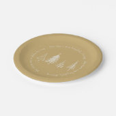 Gold, Weiß, Christbaumsteine Eleganter Urlaub Pappteller (Schrägansicht)