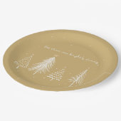 Gold, Weiß, Christbaumsteine Eleganter Urlaub Pappteller (Schrägansicht)