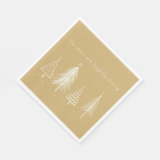 Gold, Weiß, Christbaumsteine, eleganter Urlaub Serviette (Ecke)