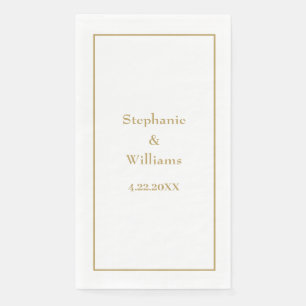 Gold Weiß Elegant Klassisch Name Hochzeit Minimal Serviette