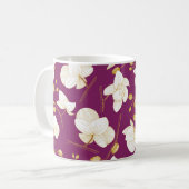 Gold & Weiß elegant orchid floriert modern Kaffeetasse (Vorderseite Links)