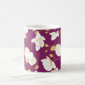 Gold & Weiß elegant orchid floriert modern Kaffeetasse (Mittel)