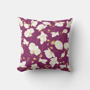 Gold & Weiß elegant orchid floriert modern Kissen