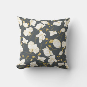 Gold & Weiß elegant orchid floriert modern Kissen