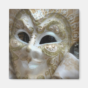Gold & Weiß Elegante Masken Kunst Magnet