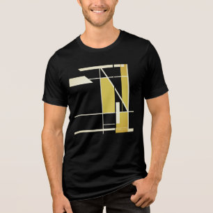 Gold Weiß Geometrisches Mosaik Abstrakter MCM-Look Tri-Blend Shirt
