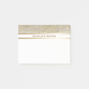 Gold Weiß Glanz Glam Trendy Personalisiert Post-it Klebezettel