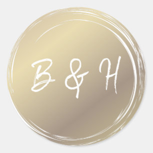 Gold & Weiß Glänzender Glam Moderner Minimalistisc Runder Aufkleber