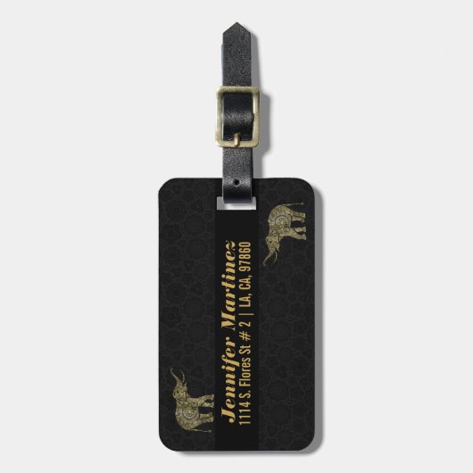 Gold & Weiß Glitzer & Glitzern Blumengestelle 2 Gepäckanhänger (Vorderseite vertikal)