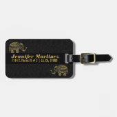 Gold & Weiß Glitzer & Glitzern Blumenlephäre Gepäckanhänger (Vorderseite horizontal)