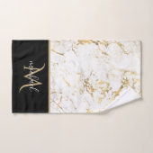 Gold & Weiß Marmor mit Schwarz Monogram Luxus Badhandtuch Set (Handtuch)